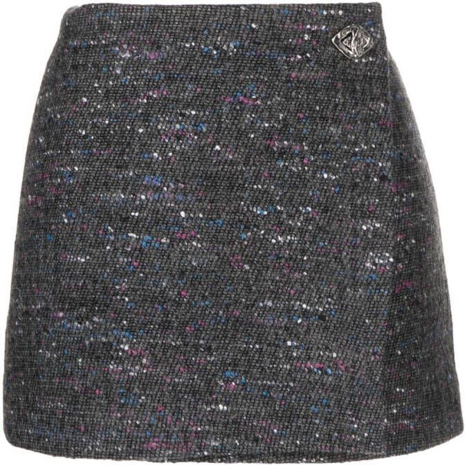 GANNI Tweed mini-rok Grijs