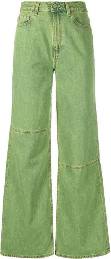 GANNI Jeans met wijde pijpen Groen