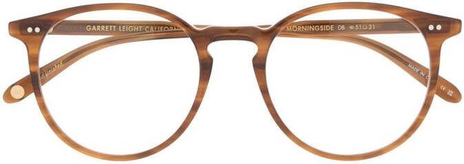 Garrett Leight Bril met rond montuur Bruin