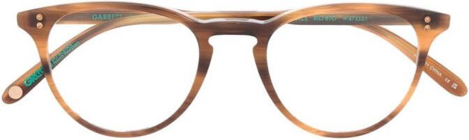 Garrett Leight Bril met schildpadschild design Bruin