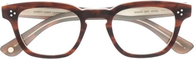 Garrett Leight Regent bril met vierkant montuur Bruin