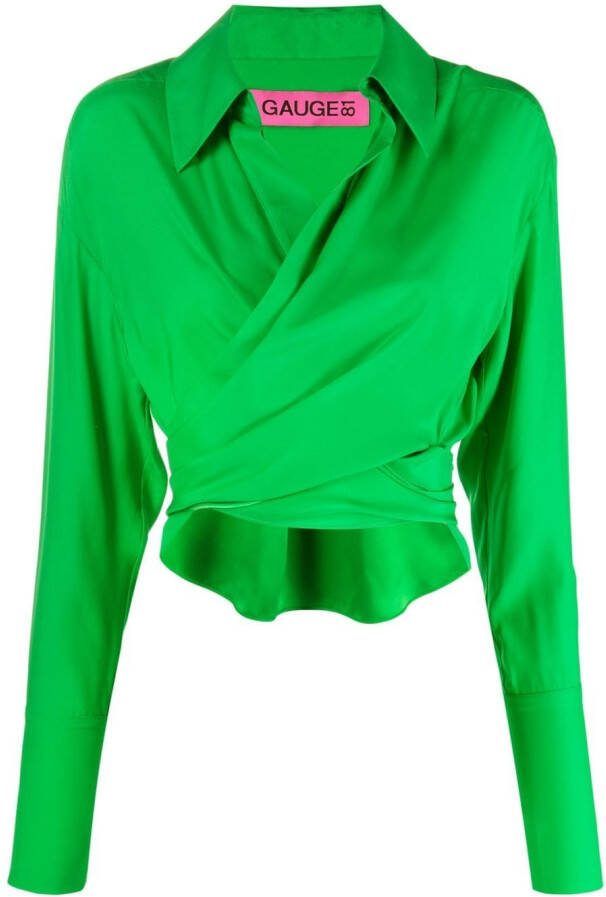 GAUGE81 Wikkelblouse met lange achterkant Groen