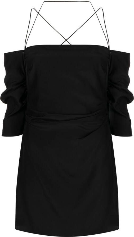GAUGE81 Off-shoulder mini-jurk Zwart
