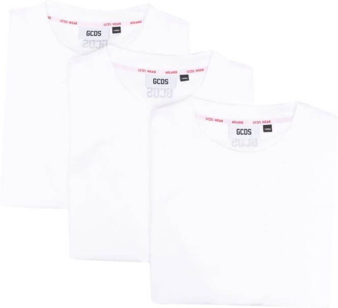 Gcds Drie T-shirts met logoprint Wit