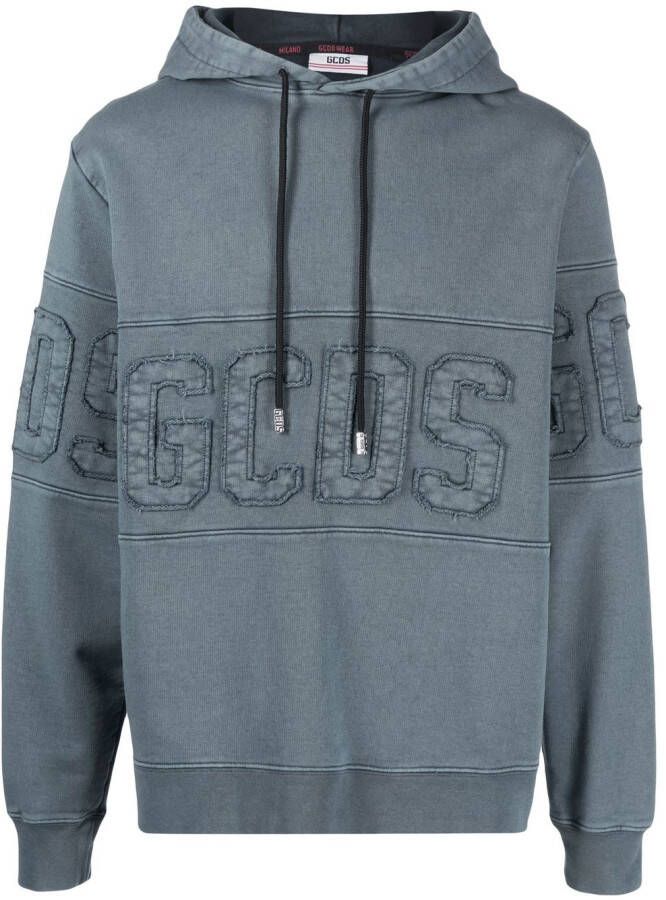 Gcds Hoodie met geborduurd logo Blauw