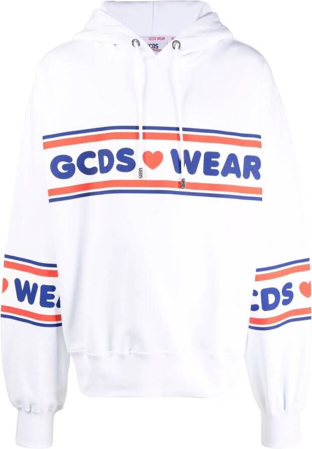 Gcds Hoodie met print heren katoen XL Wit