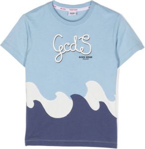 Gcds Kids graphic-print cotton T-shirt Blauw