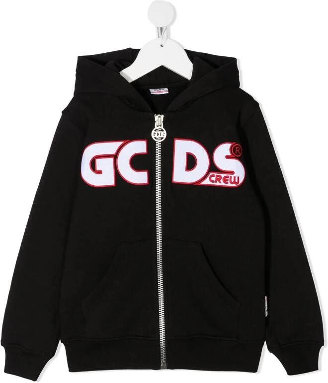 Gcds Kids Hoodie met logo Zwart