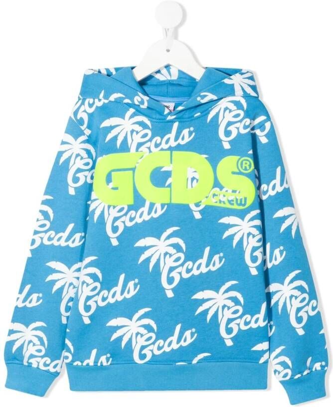 Gcds Kids Hoodie met logoprint Blauw