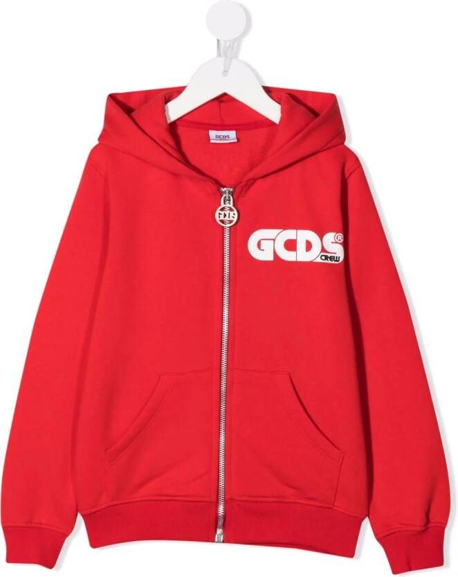 Gcds Kids Hoodie met logoprint Rood