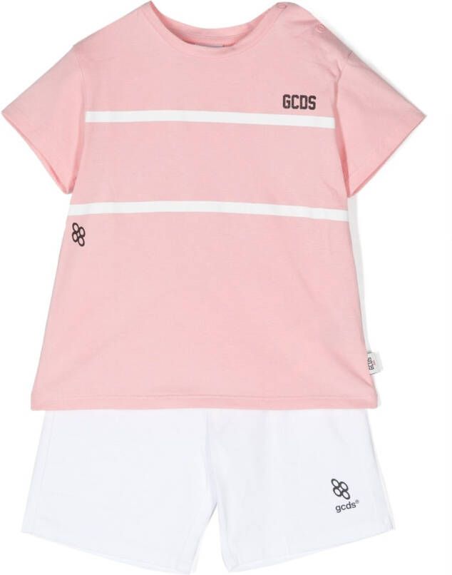 Gcds Kids T-shirt en shorts met logoprint Roze