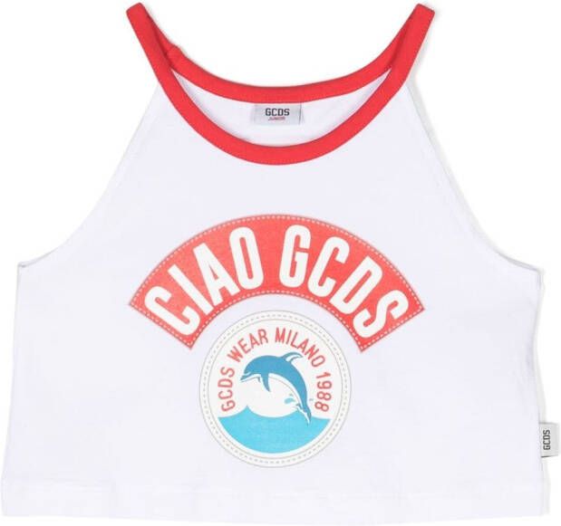 Gcds Kids Tanktop met logoprint Wit