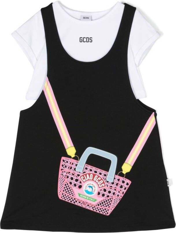 Gcds Kids Jurk met korte mouwen Zwart