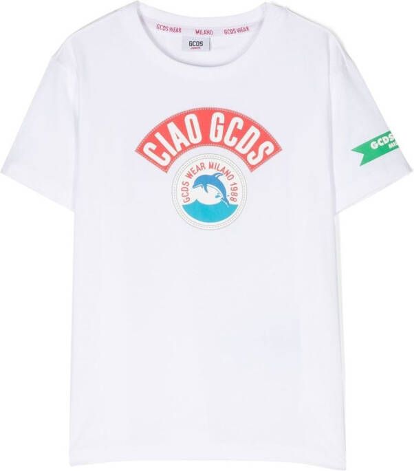 Gcds Kids T-shirt met logoprint Wit