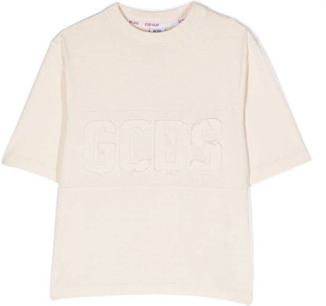 Gcds Kids T-shirt met logo applicatie Beige