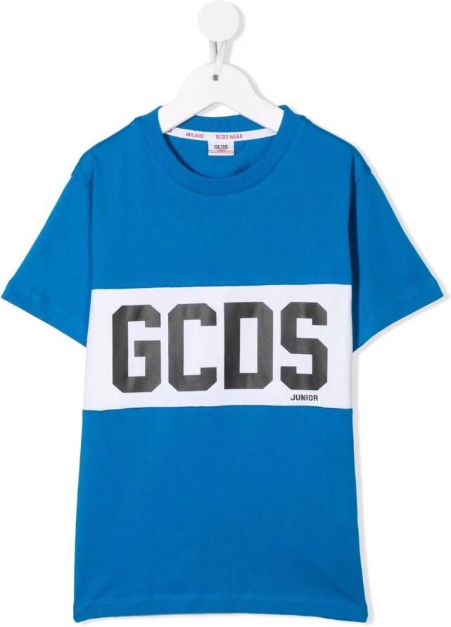 Gcds Kids T-shirt met logoprint Blauw
