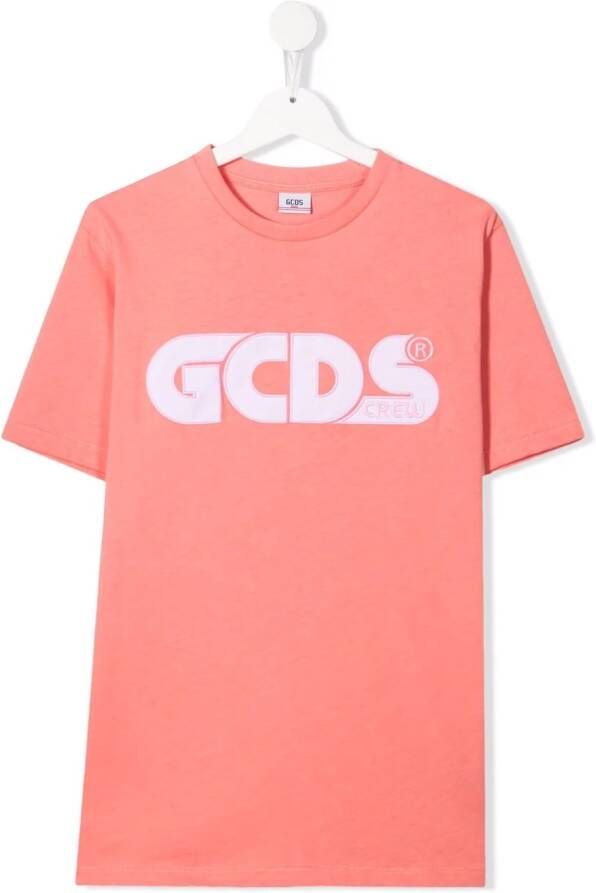Gcds Kids T-shirt met logoprint Roze
