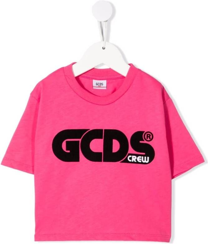 Gcds Kids T-shirt met logoprint Roze