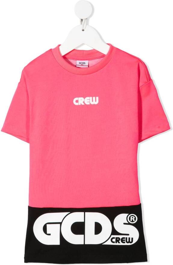 Gcds Kids T-shirtjurk met colourblocking Roze
