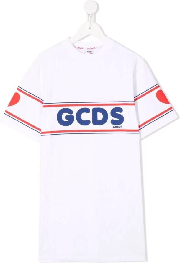 Gcds Kids T-shirtjurk met logoprint Wit