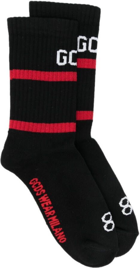 Gcds Geribbelde sokken met logoprint Zwart