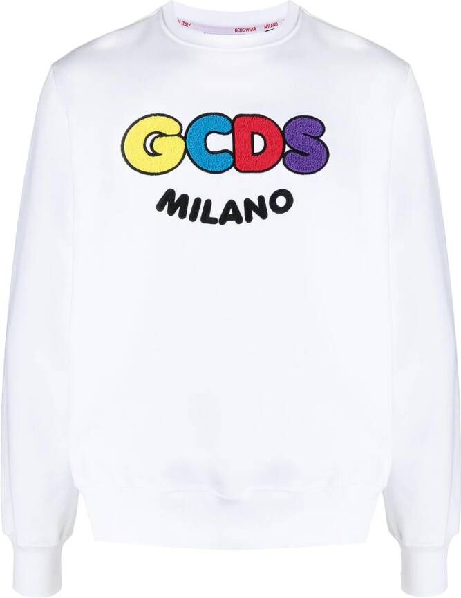 Gcds Sweater met geborduurd logo Wit