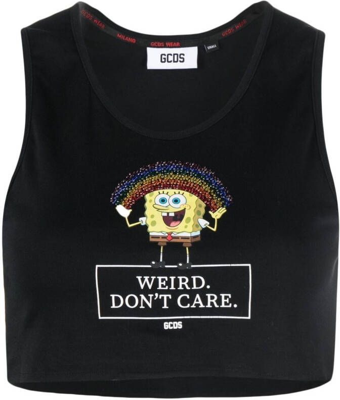 GCDS Top met print Zwart