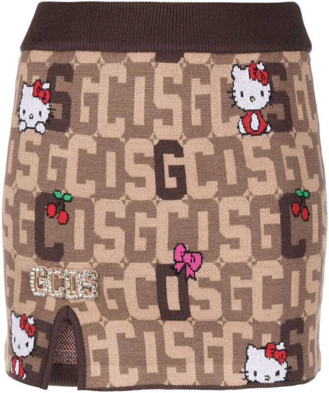 GCDS x Hello Kitty rok met monogram Bruin