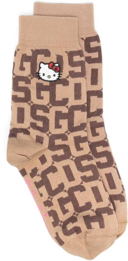 Gcds x Hello Kitty sokken met monogrampatroon Bruin