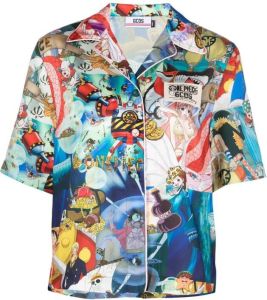 Gcds x One Piece shirt met jacquard Blauw