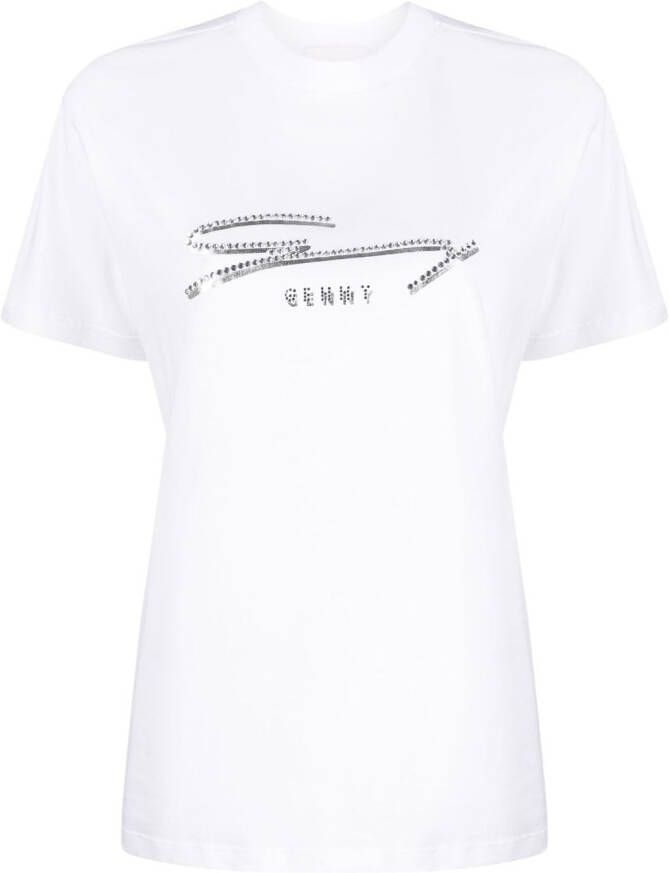 Genny T-shirt verfraaid met stras Wit