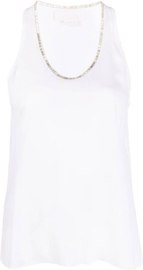 Genny Tanktop met kralen hals Wit