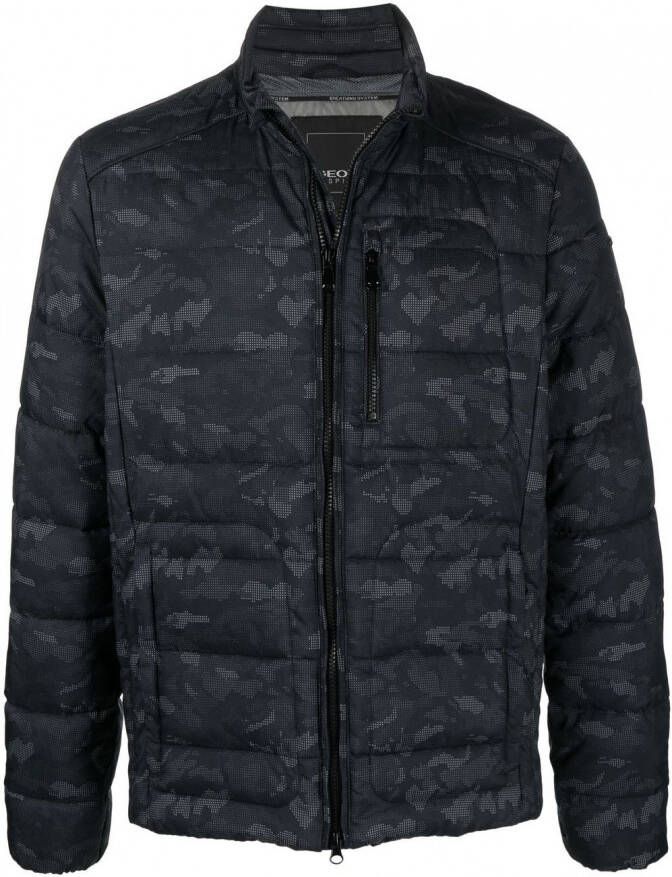 Geox Donsjack met camouflageprint Zwart