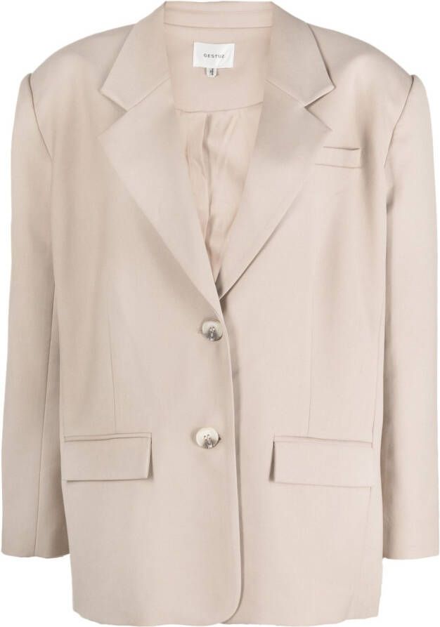 Gestuz Blazer met dubbele rij knopen Beige