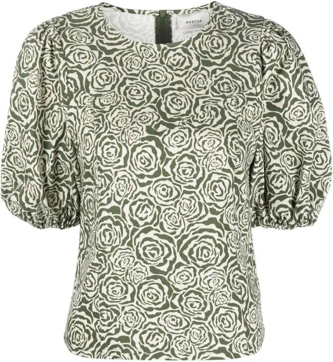 Gestuz Blouse met pofmouwen Groen