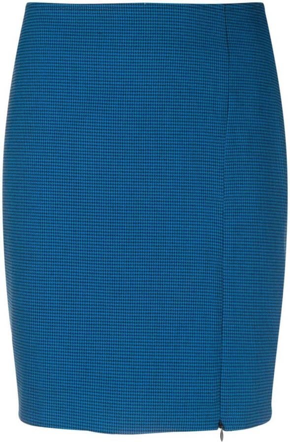 Gestuz Mini-rok met pied-de-poule print Blauw