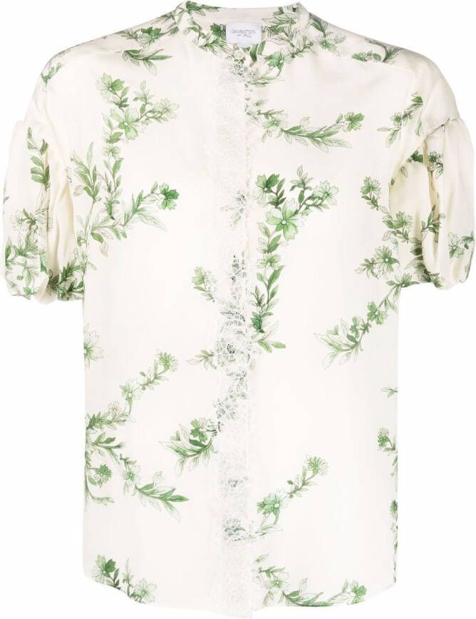 Giambattista Valli floral print silk shirt dames zijde 40 Beige