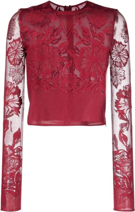 Giambattista Valli Blouse met kant Rood