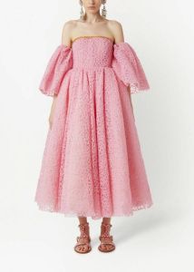 Giambattista Valli Midi-jurk met geborduurd kant Roze