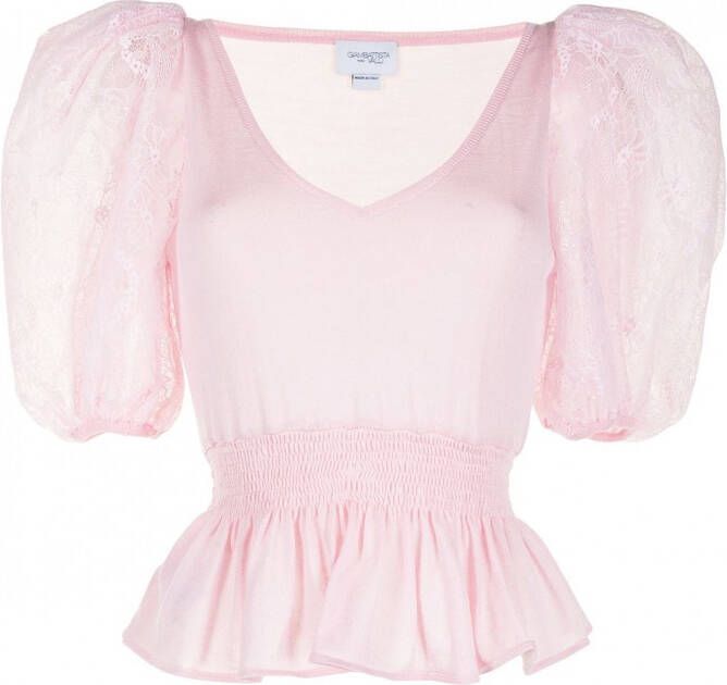 Giambattista Valli T-shirt met pofmouwen Roze
