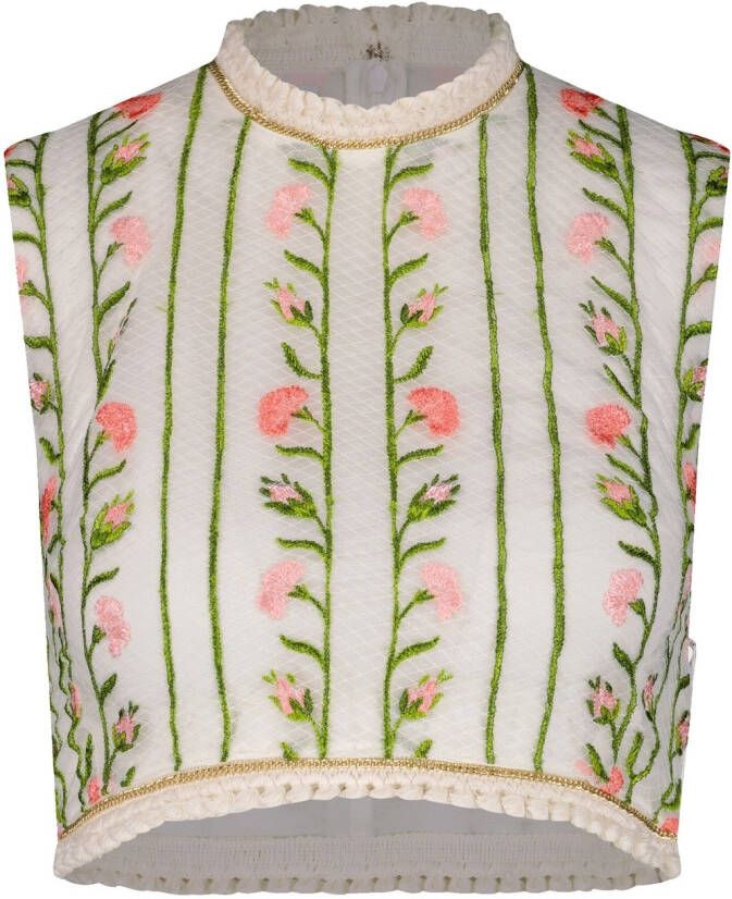 Giambattista Valli Top met geborduurde bloemen Wit