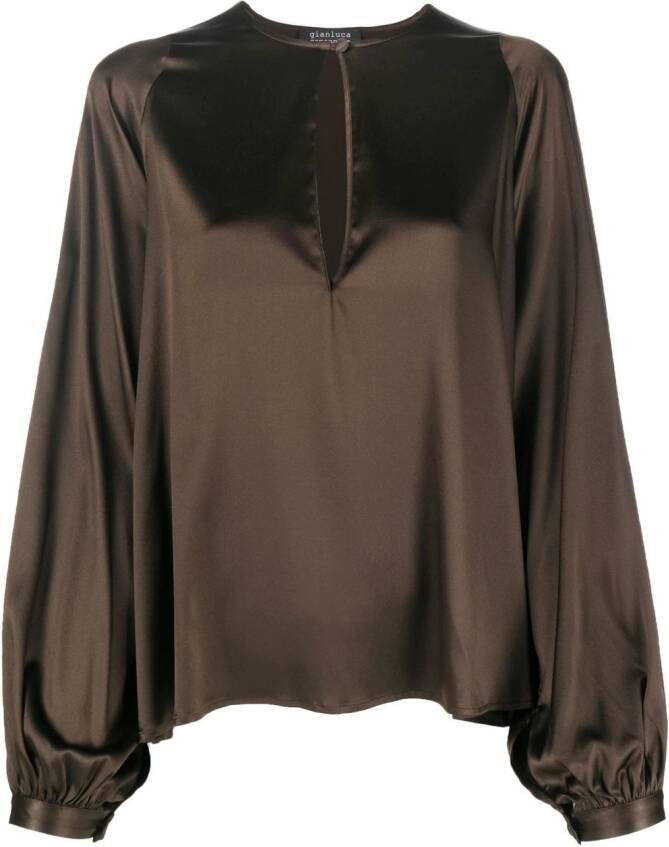 Gianluca Capannolo Zijden blouse Bruin