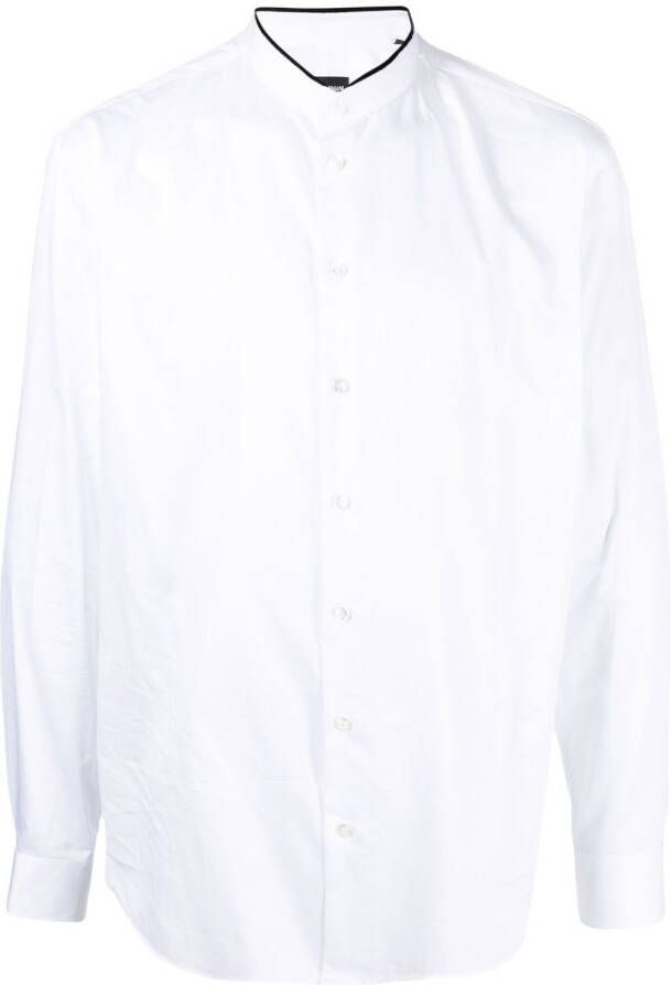 Giorgio Armani band collar cotton shirt Wit
