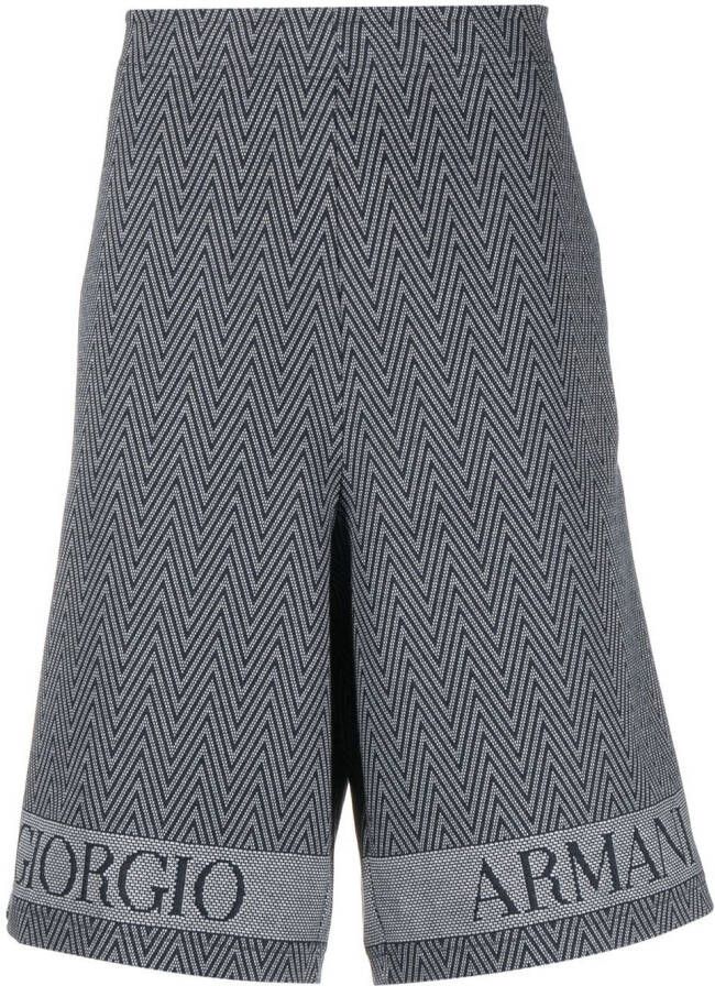 Giorgio Armani Bermuda shorts met geborduurd logo Blauw