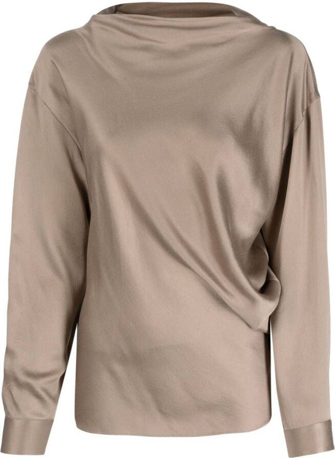 Giorgio Armani Blouse met boothals Bruin