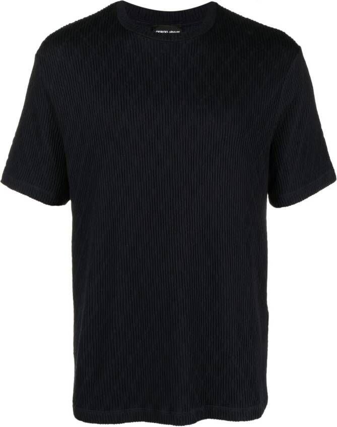 Giorgio Armani Ribgebreid T-shirt Blauw