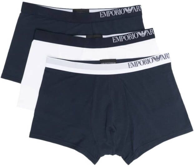 Emporio Armani Drie boxershorts met logoband Blauw