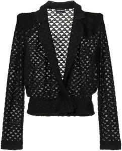 Giorgio Armani geometric-knit long-sleeve blazer Zwart