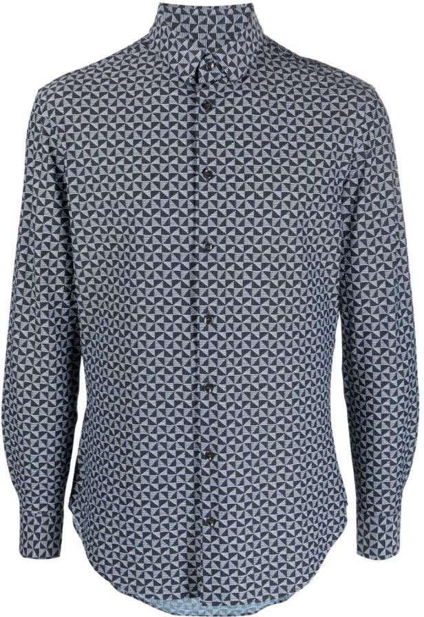 Giorgio Armani Overhemd met geometrische print Blauw
