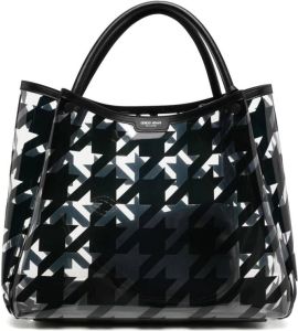 Giorgio Armani houndstooth-pattern print tote bag Zwart